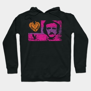 The TELL TALE HEART, The RAVEN, and Edgar Allan Poe 80s colors Distressed Flag Hoodie